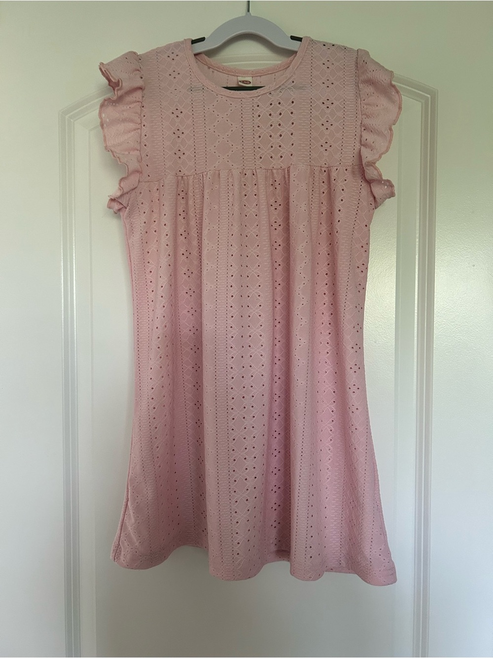 Girls Size 6 Eyelet Ruffle Sleeve Top - Pink